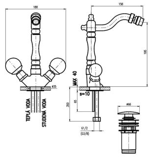 Смеситель для биде Rav Slezak Brilliance BRILLIANCE121.5/9Z золото